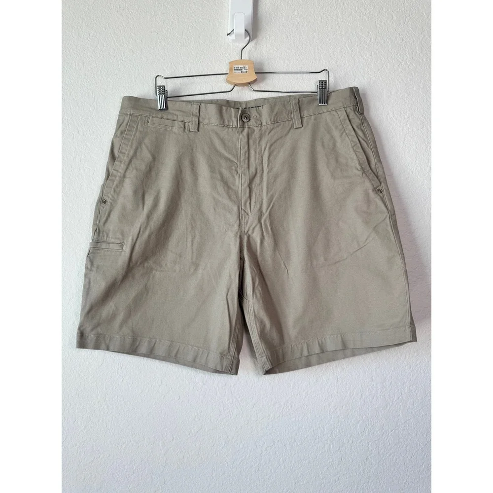 Duluth Trading Co Mens 38 Flex Ballroom Khakis Relaxed‎ Fit Shorts Khaki Tan